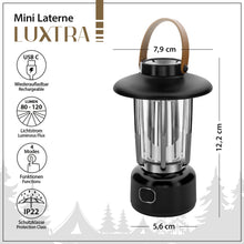 Luxtra Mini LED Laterne: 120 Lumen Leuchtkraft, moderner USB-C Anschluss & robuster IP22 Schutz in einem!