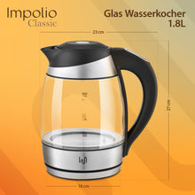 Impolio Classic Glas Wasserkocher mit Temperatureinstellung, 1,8 L 2200W