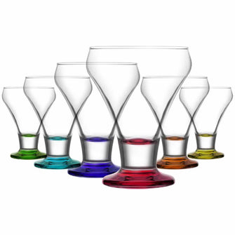 Eisbecher Set 6 teilig aus Glas, farbiges Schalen Gläser Set 305 ml