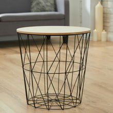 Beistelltisch 3-tlg Korb Tisch Set Couchtisch mit Holzplatte