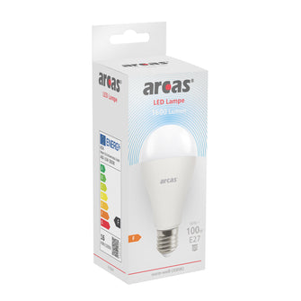 ARCAS LED Lampe -  LED Glühbirne / Birne A65 / E27 / 16W entspricht 100W Glühlampe / 1600 Lumen / warm weiß (3000K) ALU Gehäuse