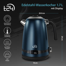 T24 Edelstahl Wasserkocher mit LCD-Anzeige 1,7 L  Metallic Space Blau