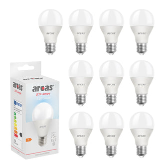ARCAS LED Lampe 10 Stück LED Glühbirne / Birne A60 / E27 / 12W entspricht 75W Glühlampe / 1150 Lumen / weiß (4000K)