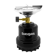 Baygas Campingkocher / Gaskocher aus hochwertigem Metallkörper Schwarz mit Gaskartusch