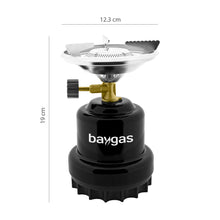 Baygas Campingkocher / Gaskocher aus hochwertigem Metallkörper Schwarz mit Gaskartusch