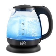 T24 Borosilikatglas Wasserkocher mit LED 1100 Watt 1 Liter schwarz