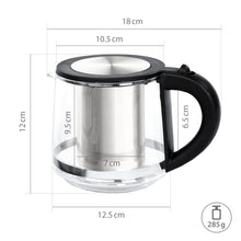 Glas Teekanne 800ml mit Deckelaufsatz, Edelstahl-Sieb & Kanne