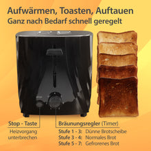 Impolio Classic Toaster mit Brötchenaufsatz, 2 Scheiben Toaster 700 Watt Schwarz