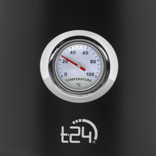 Retro Wasserkocher, 1,7 L, Thermometer, Schwarz Matt