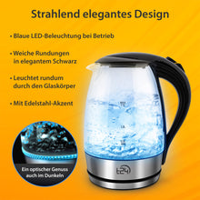 T24 Glas Wasserkocher Edelstahl 1,7 L BPA frei 2200W