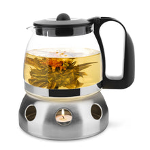 Teekanne 1,25L mit Edelstahl Stövchen & Teebereiter inkl. Teelicht
