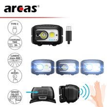 ARCAS 9W Sensor Kopflampe Stirnlampe wiederaufladbar