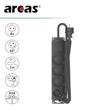 ARCAS Outdoor Steckdosenleiste 4-fach mit Klappe / Farbe: schwarz / IP44 / Querschnitt 1,5mm² / 4x Schukostecker