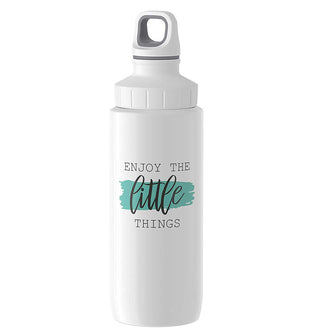 Emsa Trinkflasche Drink2Go Light Steel "Enjoy Little Things", 0,6 Liter, Weiß