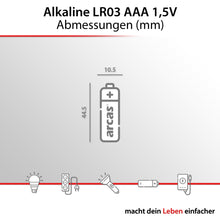 Arcas Alkaline AAA ``High Power`` Batterien 8 Stück Micro 1,5V R03