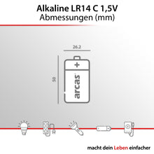 Arcas Alkaline C Batterien 2 Stück LR14 Baby 1,5V