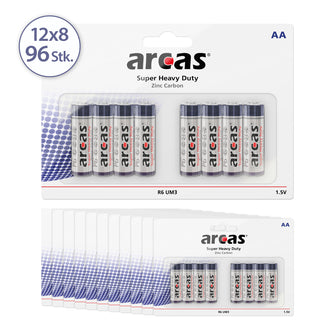 ARCAS Super Heavy Duty Batterien R6  AA Mignon/ 1,5V-96 Stück- BP8 x12