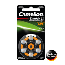 Camelion Hörgerätebatterie 6 Stück (1 Blister) Typ 13 Zinc Air P13 PR48 ZL2 Batterie für Hörgerät, Hörverstärker, Hörhilfe A13 Orange