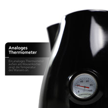 Impolio Retro-Wasserkocher, 1,7 L, Thermometer, Schwarz